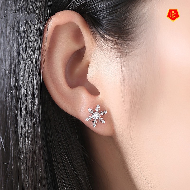 [Ready Stock]Women's Simple New 925 Silver Snowflake Ear Studs