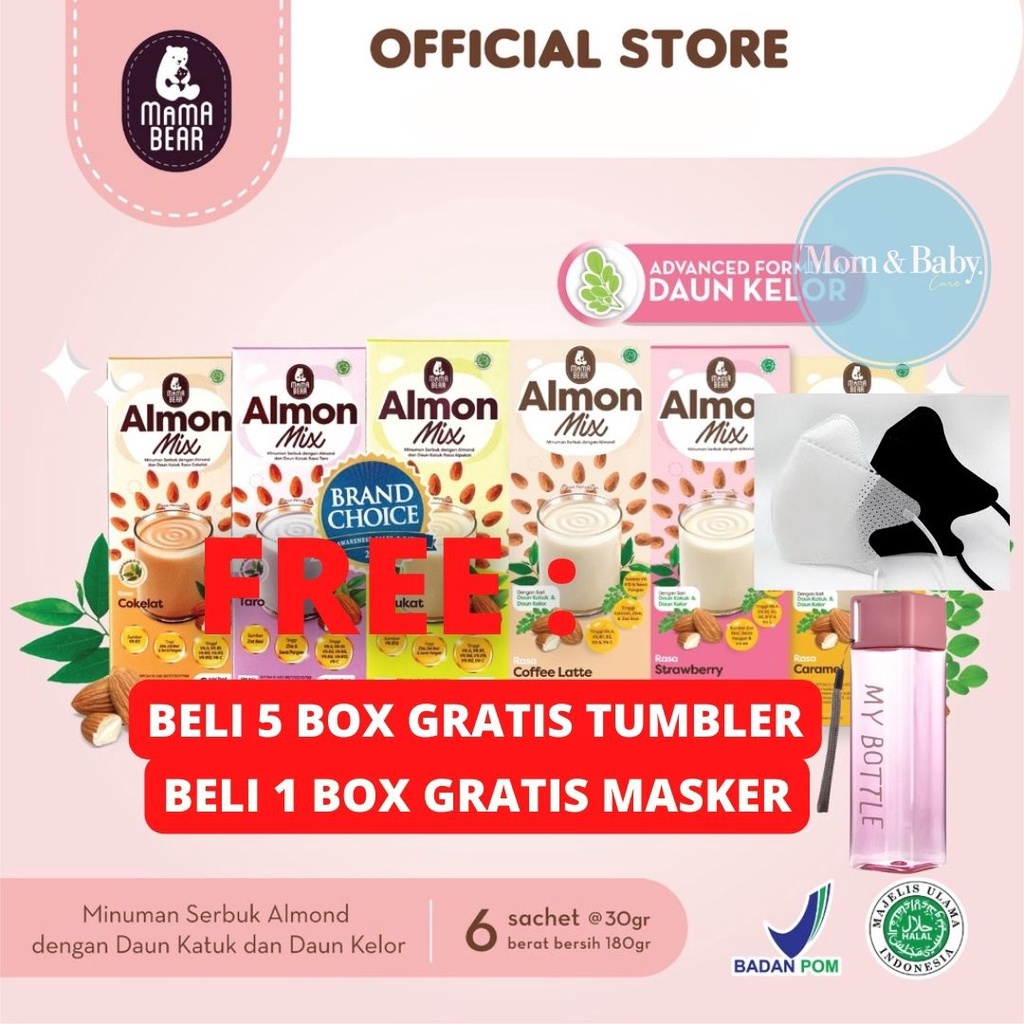 MamaBear Almon Mix Minuman Serbuk Almond Pelancar Asi Boster Dengan Daun Kelor / Mama Bear