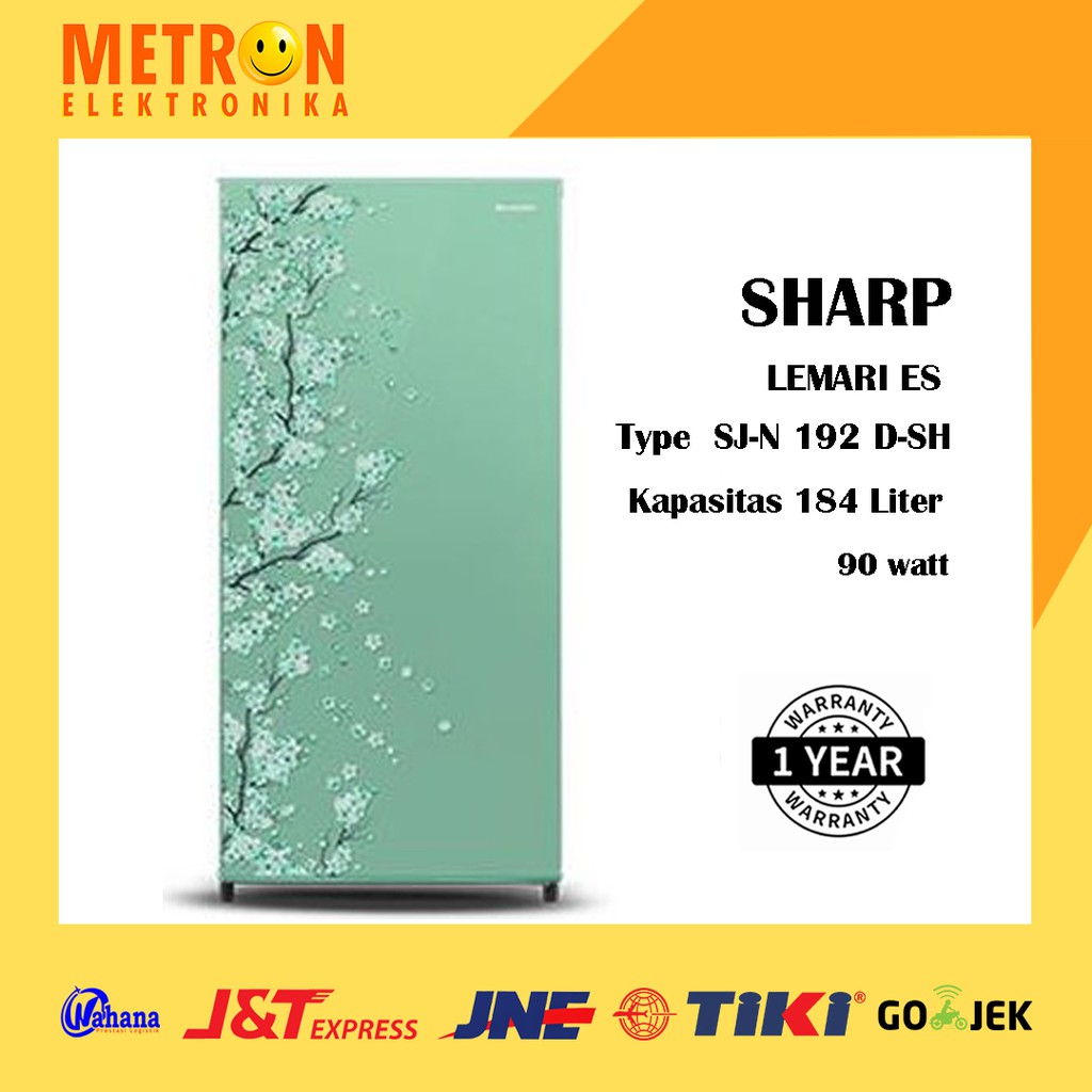 SHARP SJ N 192 DSH / SAKURA GREEN KULKAS LEMARI ES 1 PINTU 184 LITER / SJN192DSH