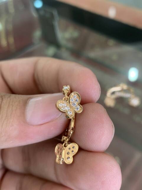 Banyak motif ya. Anting jepit giwang anak dan dewasa emas asli kadar 700 70% 16k 22 surabaya permata kupu bunga hati