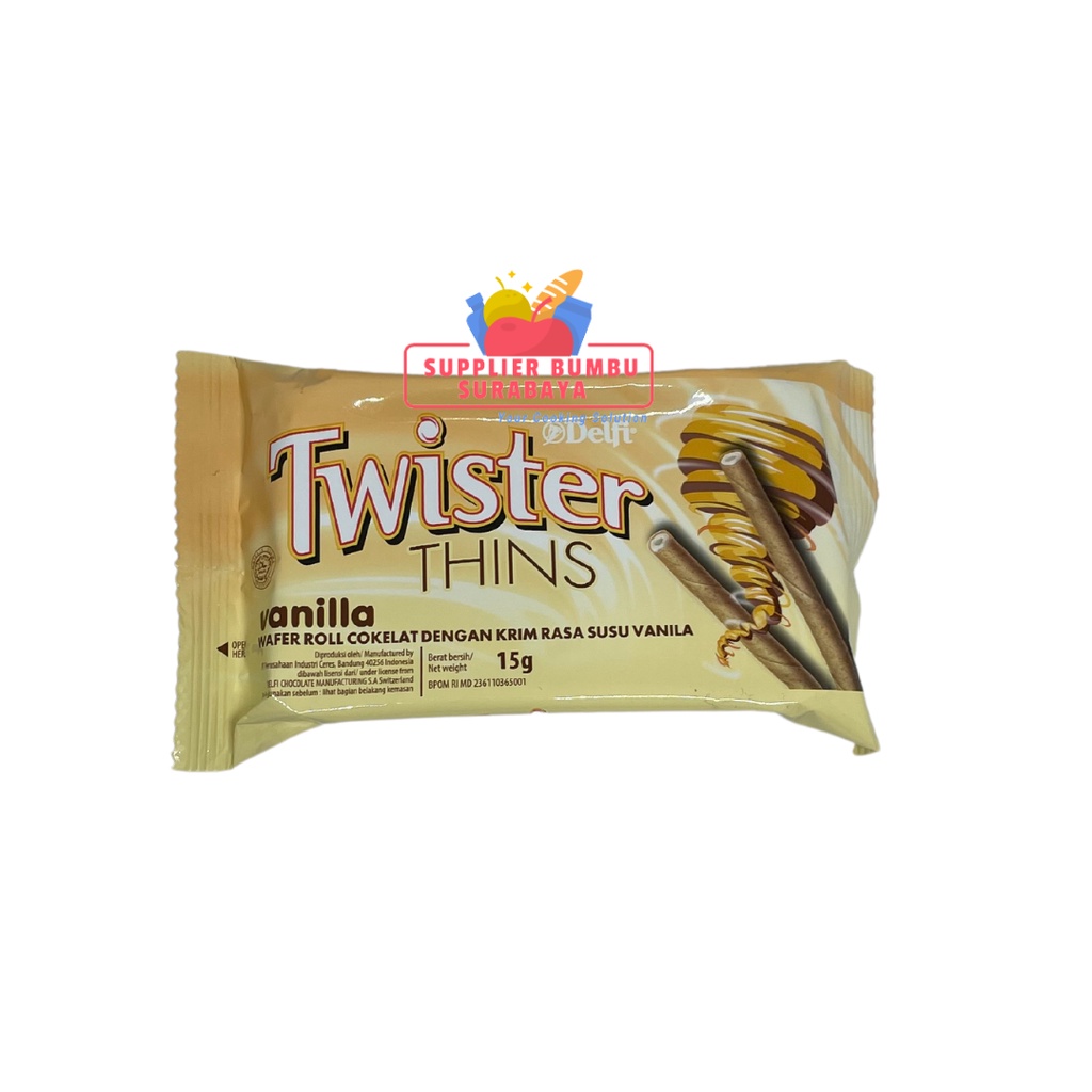 Twister Thins Astor Stick Wafer Roll Coklat Strawberry Vanilla Capuccino 15g