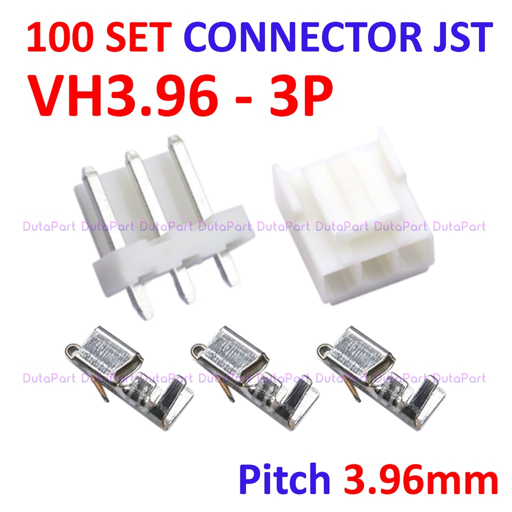 100 SET Connector JST VH3.96 - 3P - Male Female Pin Kaki Lurus 3.96mm Molex