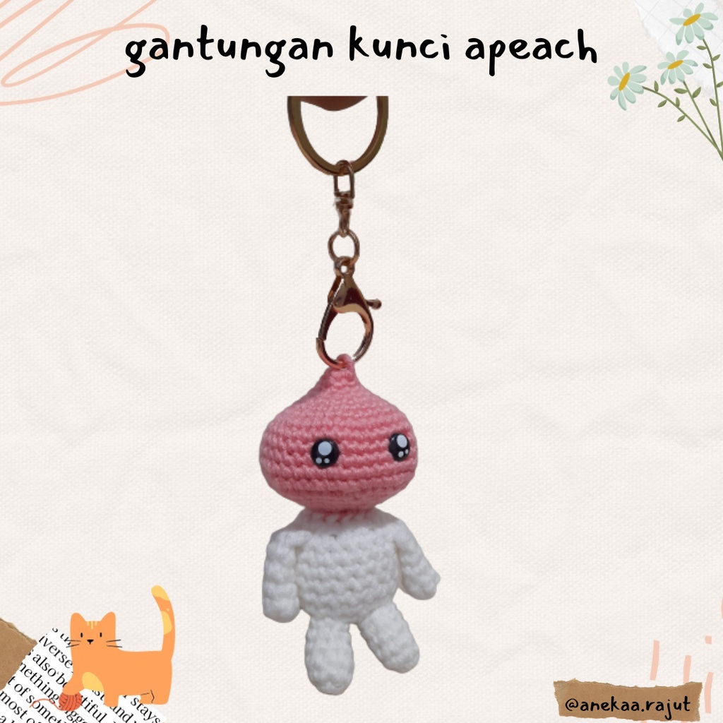 Gantungan kunci boneka rajut apeach (Boneka Rajut Apeach)