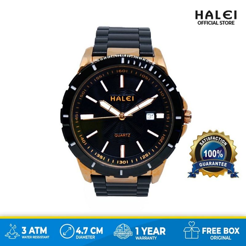 Jam Tangan Pria HALEI  8033 Original Water Prof Baja Stainless Steel Mewah Anti Air Free Box | Jam Tangan Pria Sporty