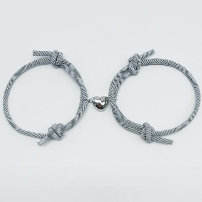 【Ready stock&COD】1pasang / 2 pcs Gelang couple bestie magnet Gelang Couple gelang couple magnet love Tali Karet Desain Astronot Untuk Unisex best friend fashion murah modis-grey-magnet-6