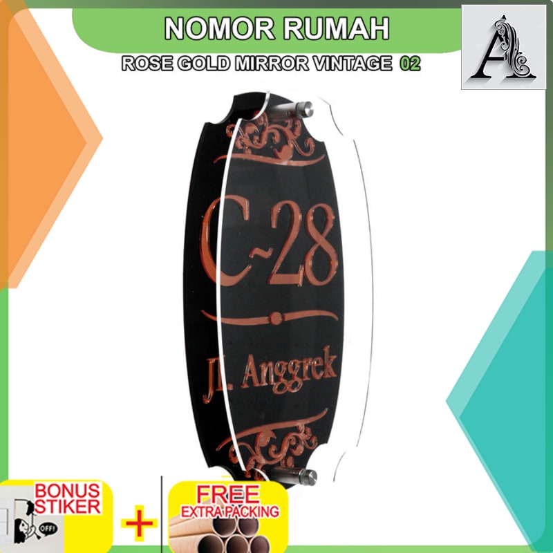 

Terlaris Nomor Rumah Akrilik Rose Gold Mirror Vintage Series 02
