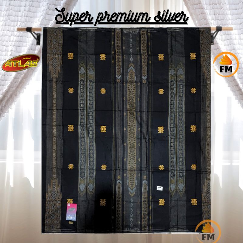 Sarung ATLAS Super Premium 955 Silver motif BHS songket kembang gunung tumpal Fashion Muslim Bawahan