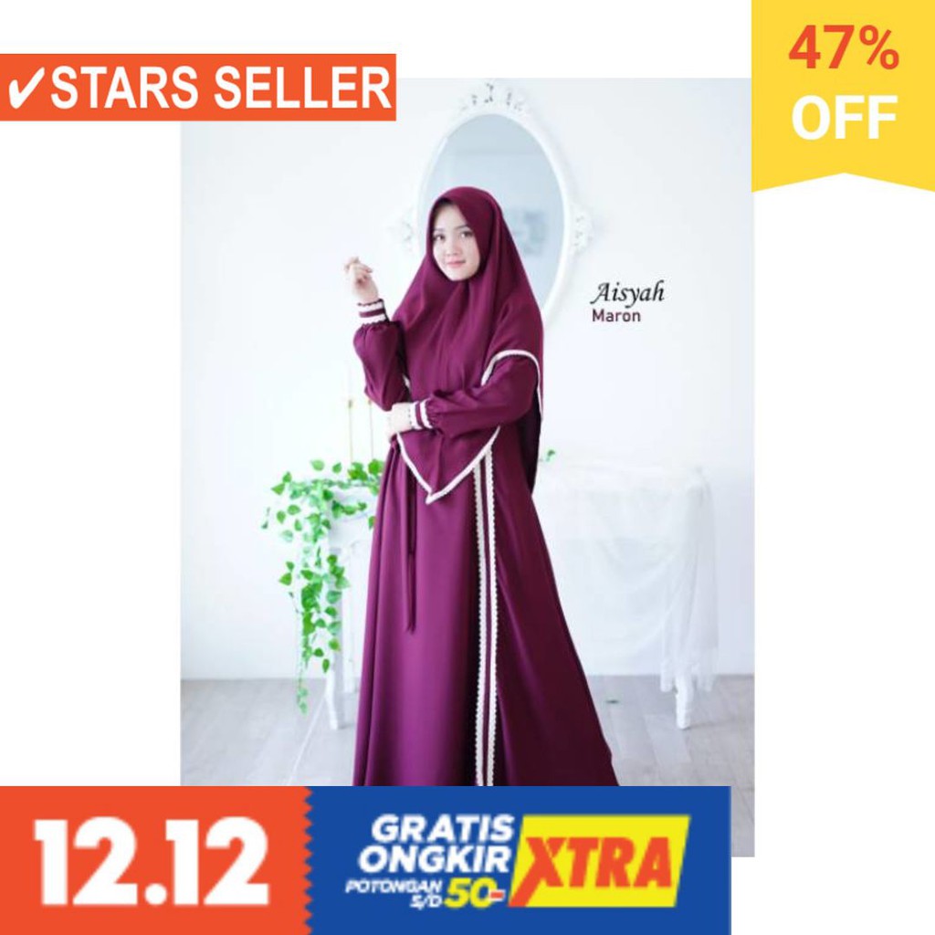 BUSANA MUSLIM PEREMPUAN FASHIONABLE CEWEK CANTIK / GAMIS SYARI AISYAH  ORIGINAL BY AKIFA