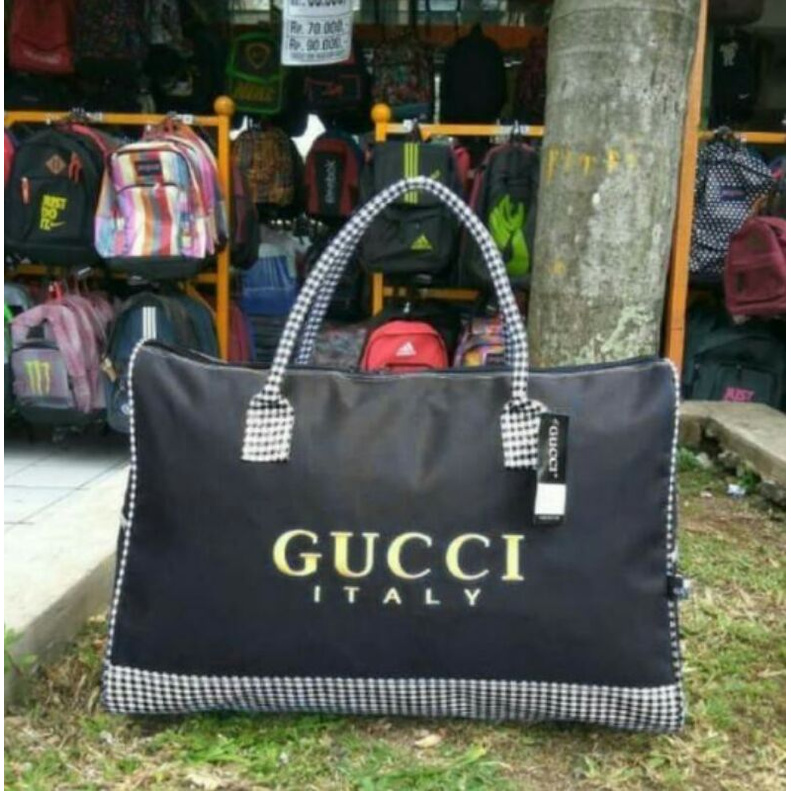 Travel Bag Medium Tas Pakaian Tote Bag Tas Baju Jinjing Tas Tenteng Wanita -HITAM