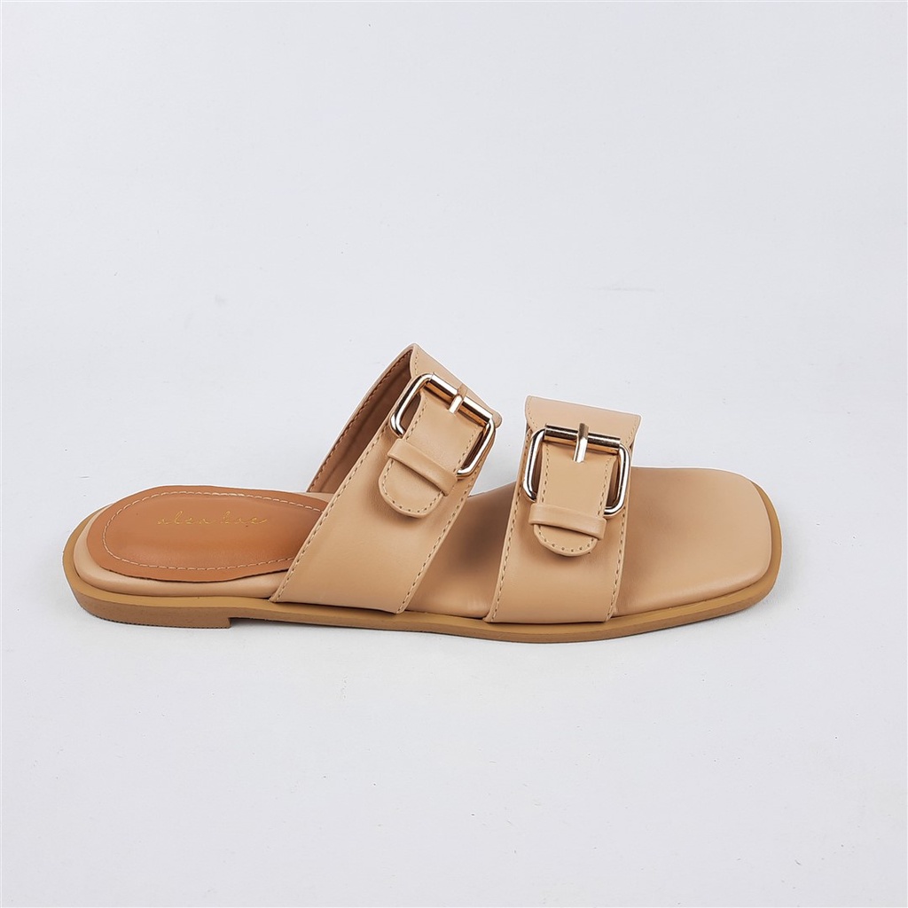 Sandal Flat Wanita Double Buckle Alea kae Marishcka 35-41