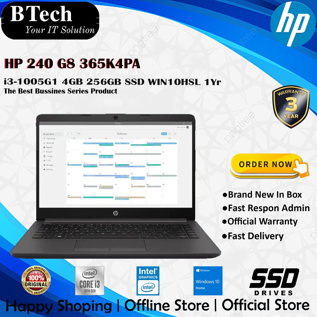 HP 240 G8 365K4PA i3-1005G1 4GB 256GB SSD WIN10HSL 1Yr
