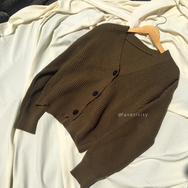 Bailey Knit Cardigan Premium Rajut Tebal (lilac, softmocca, mocca, grey)-Brownze