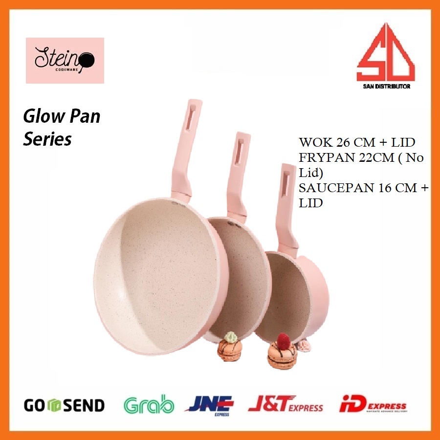 Stein Cookware Glow Pan Set | penggorengan set murah + tutup free mangkok+tutup