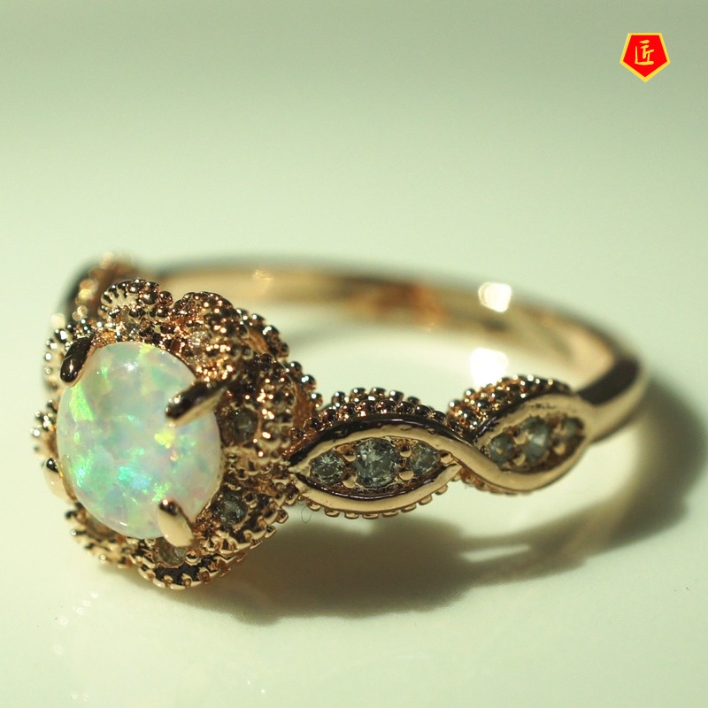 [Ready Stock]Fashion Opal Ring Elegant Fashion Temperament