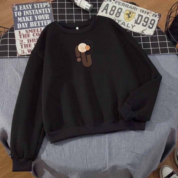 Sweater Whose Face Wanita Bahan Fleece Oversize M - XXL