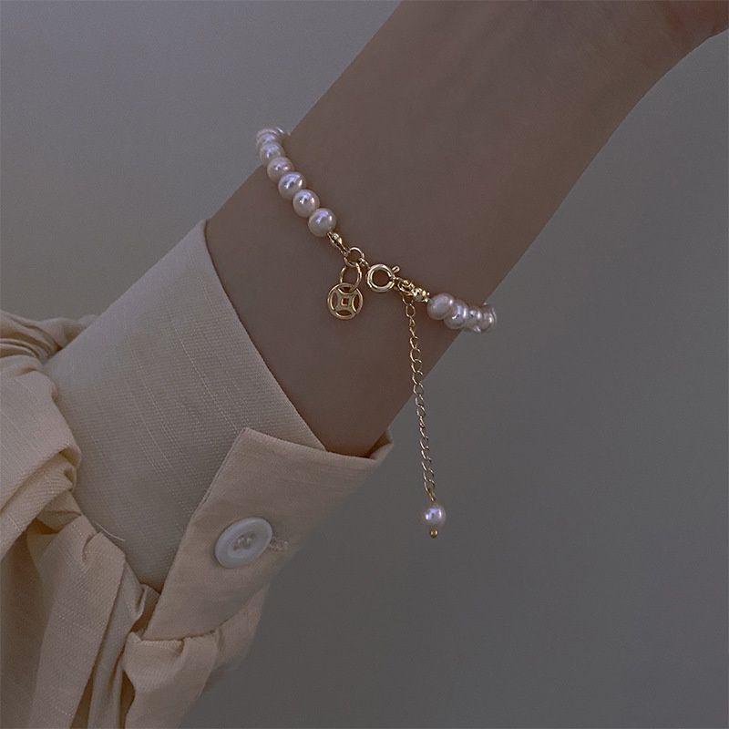 FerenHongXia Gelang Tangan Classic Good Luck Wealth Blessing Pearl Beads Bracelet for Women Girls