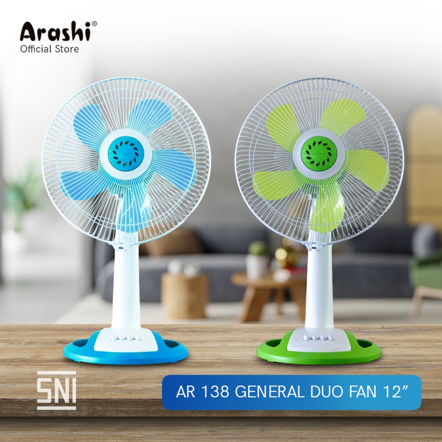 Arashi General Duo Fan 12&quot; Kipas Angin Meja &amp; Dinding / Desk &amp; Wall