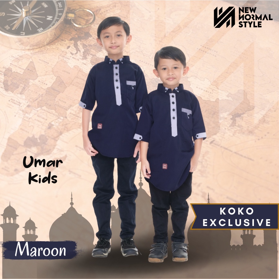 Umar Kids Series Baju Kemeja Pakaian Koko Kokoh Muslim Kurta Anak Laki Laki 8 10 12 13 Tahun Lengan Pendek