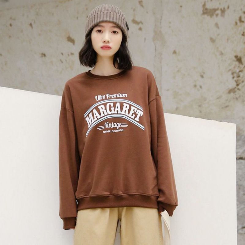 ANCW SWEETER PREMIUM CREWNECK SWEATER WANITA BARU MARGARET SWEATER BAHAN FLEECE KOREAN STYLE