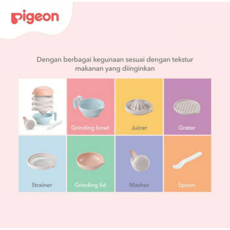 PIGEON Home Baby Food Maker - Alat MPASI - Pembuat Makanan Bayi - Grater Parutan Strainer Saringan Masher Ulekan