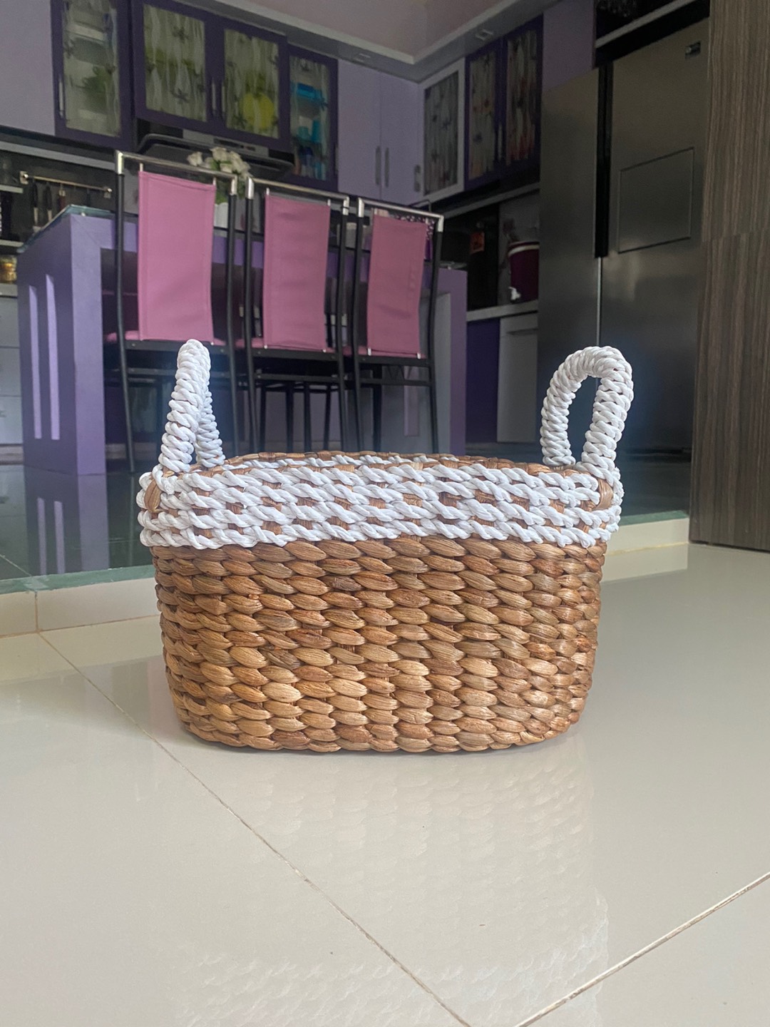 Keranjang Anyaman Seagrass Handle