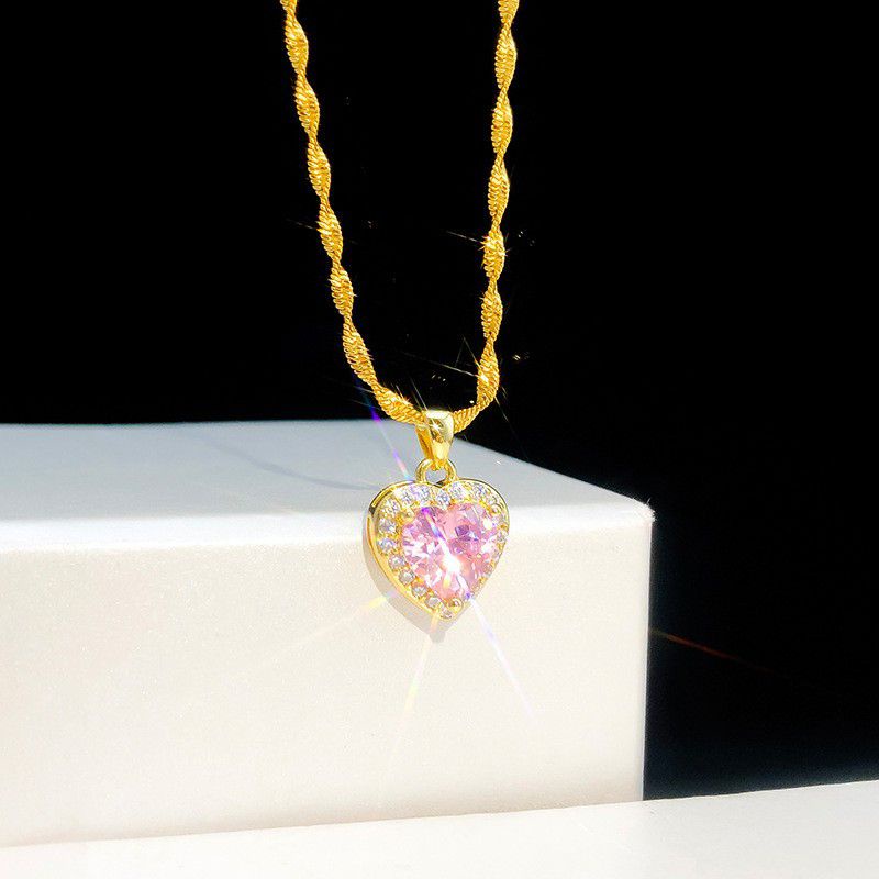 Kalung Permata Love Lapis Emas 18k Anti Karat