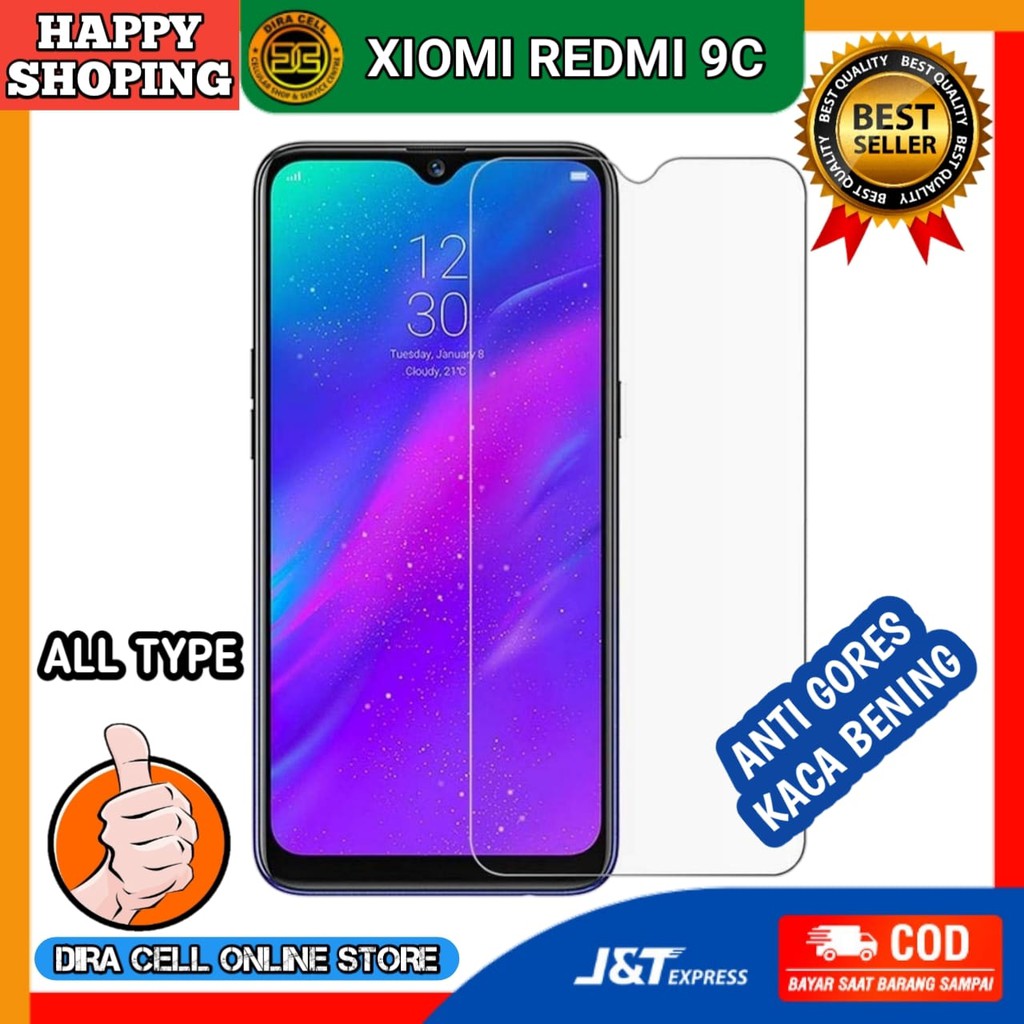 Tempered Glass Bening LSA TYPE XIOMI REDMI 9C Anti Gores Kaca Pelindung Layar Pelindung Handphone