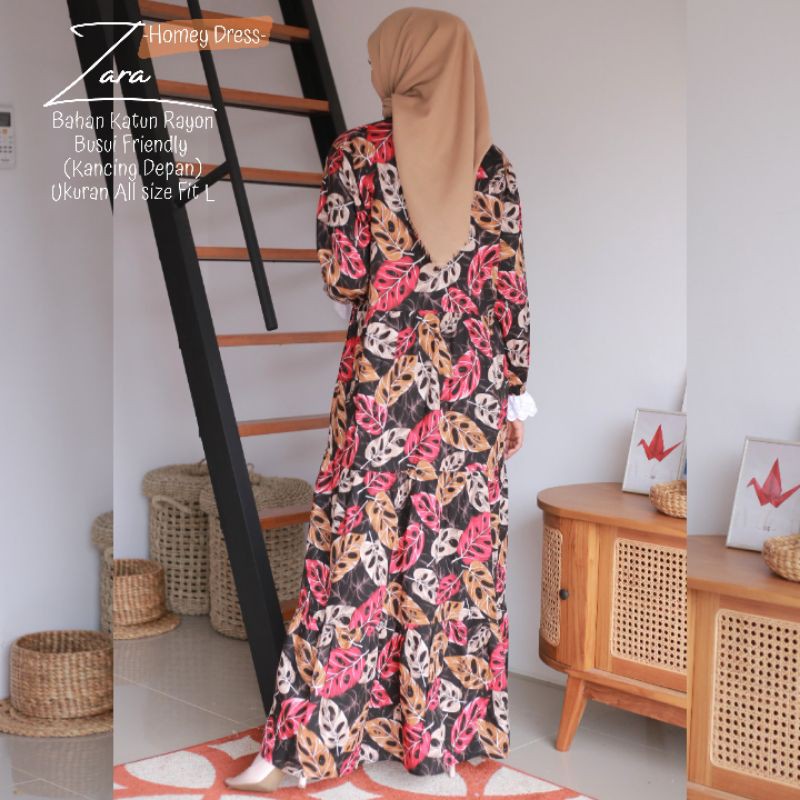 TERMURAHH!!!(bisa COD) HOMEY DRESS DEWASA-HOMEY DRESS ZARA MOTIF DAUN-BAHAN KATUN RAYON-BESTSELLER