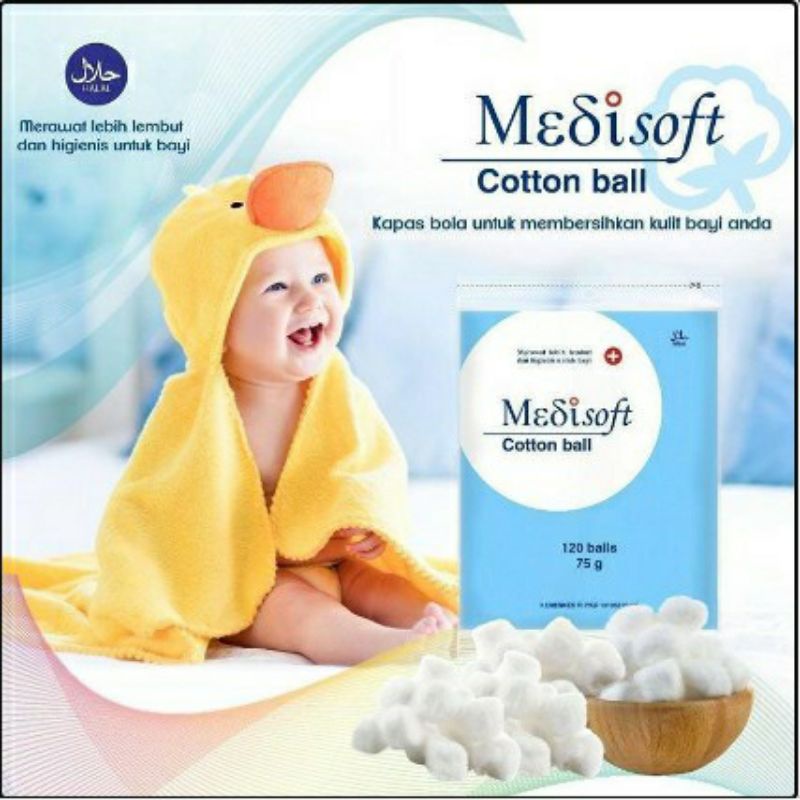 Medisoft Cotton Ball isi 120 75 gr &amp; 120 gr / kapas bulat pembersih