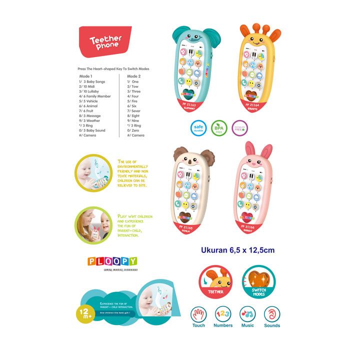 PLOOPY TEETHER PHONE KOALA 12M+ / PP21165