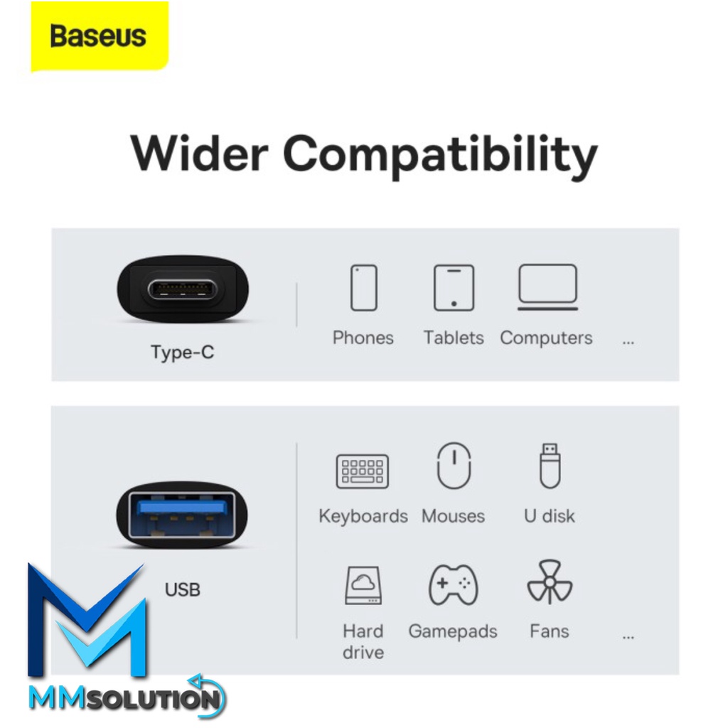 Baseus USB Female To Type-C Male Adapter Converter OTG Charging Data