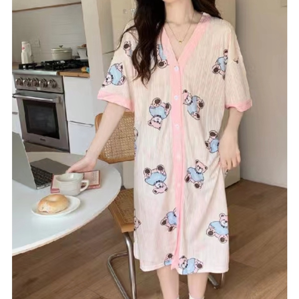 DRESS DASTER BAJU TIDUR SANTAI IMPORT WANITA LENGAN PENDEK BAHAN KAOS