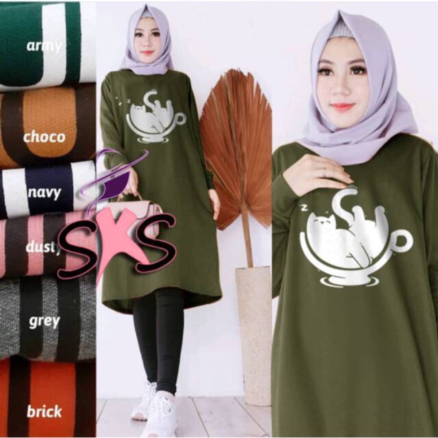 TUNIK PUSSY CAT LONG TUNIC MURAH TUNIC CAT