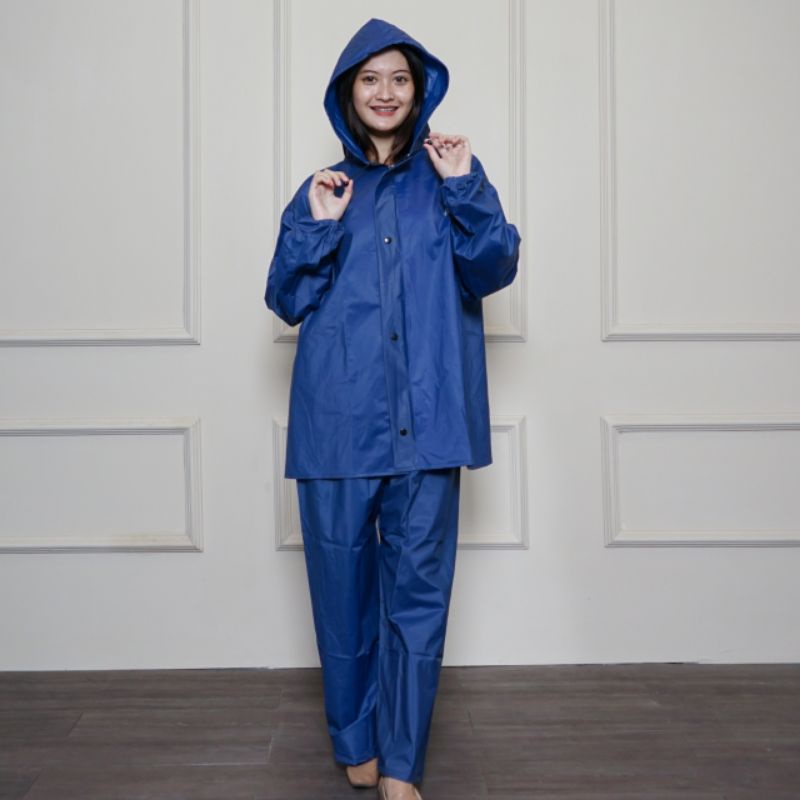Raincoat,Jas Hujan Setelan Jaket Celana Pria Dan wanita  Tebal  Elastis celana sudah dipress