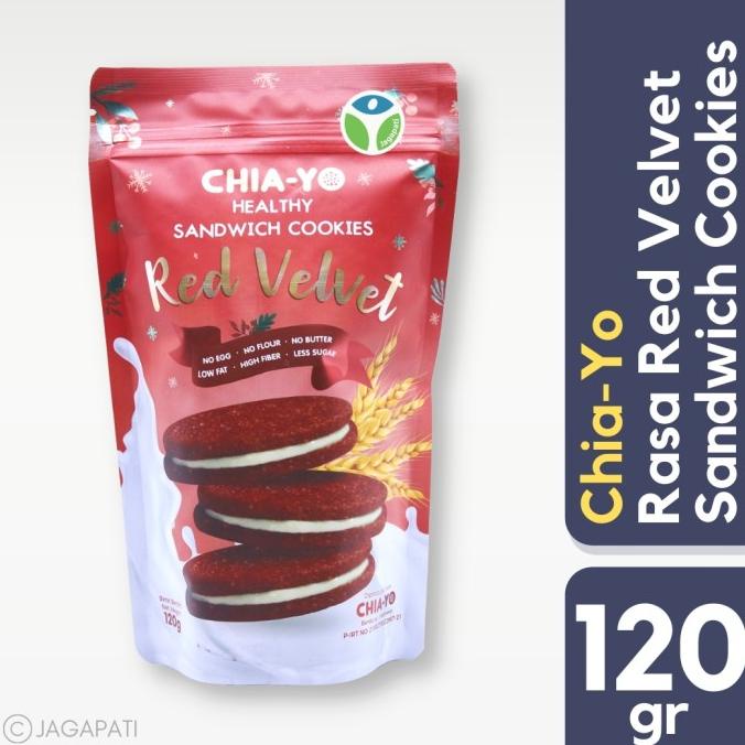

Chia-Yo - Sandwich Cookies Red Velvet 120gr - Cemilan Diet