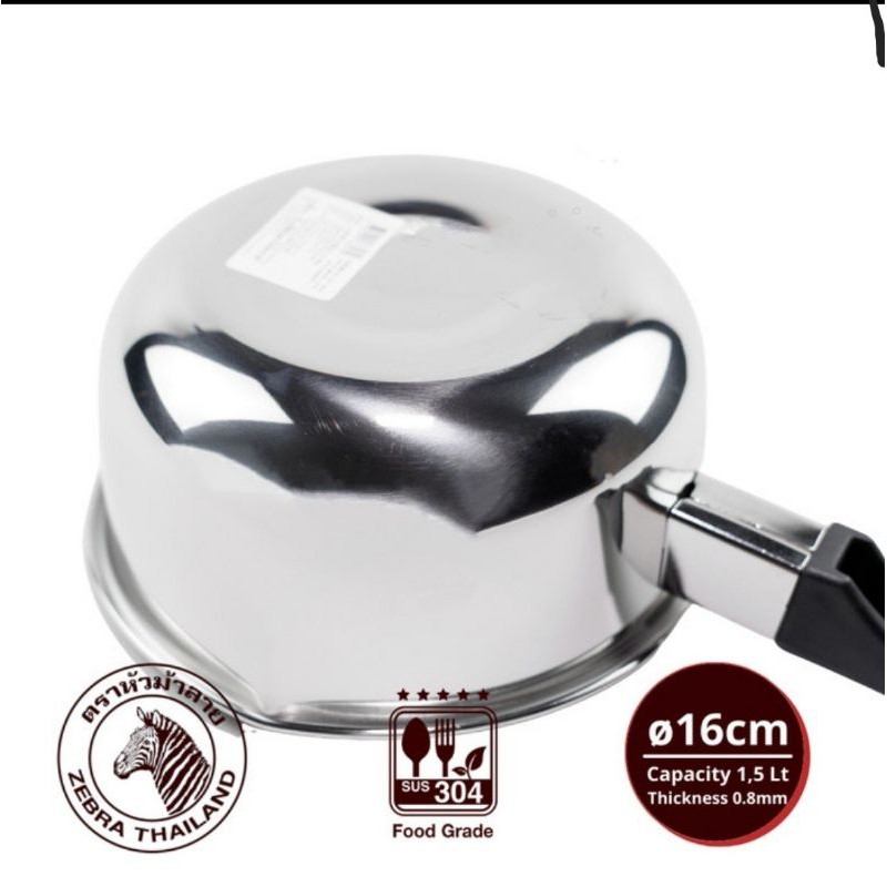 Sauce Pan ZEBRA 16Cm 166307-Stainless Steel-Panci Stainless-Saucepan