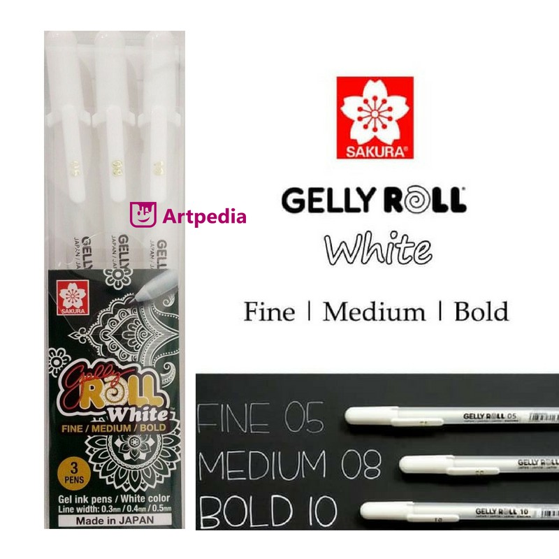 

HEMAT !! Sakura Gelly Roll Ink Pen White Set 3 (White Pen) / White Colour Terlaris Termurah