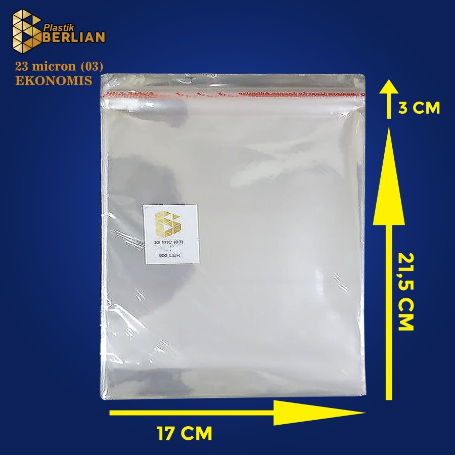 

17 x 21,5 cm Plastik OPP EKONOMIS 23micron (100 lbr) (lem/seal)