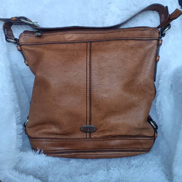Fossil Hobo Maddox brown / tas kulit selempang