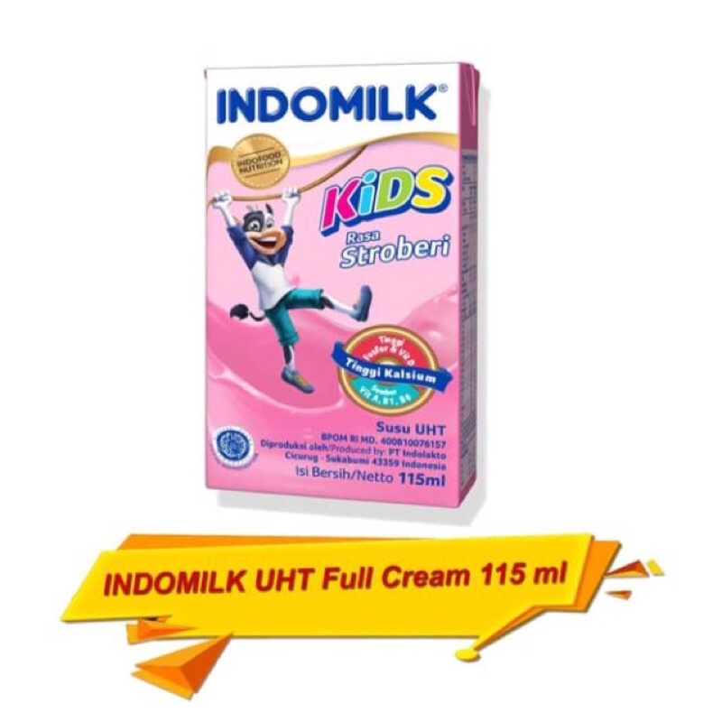 Susu UHT Indomilk Kids Rasa Stroberi 115ml Susu cair Strawberry