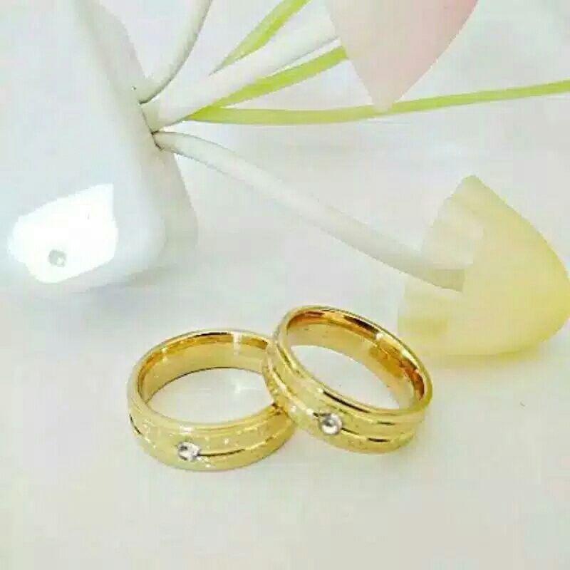 GY Cincin Couple / Cincin Titanium Permata Anti Karat