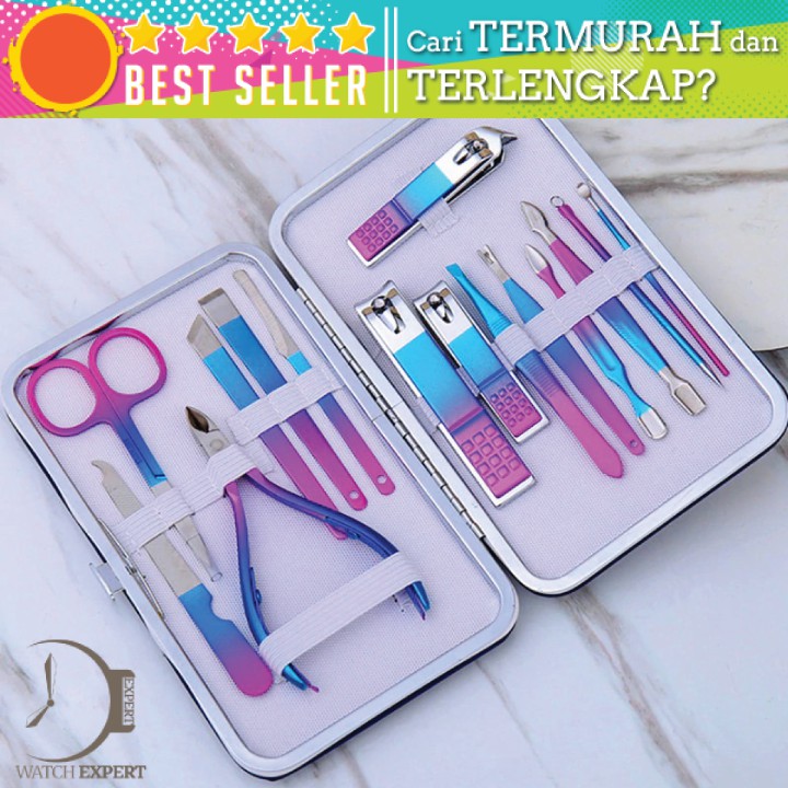 BISA COD Alat Kecantikan Nail Art Set Gunting Kuku Manicure Pedicure 15 PCS - NelBeauty 7023D