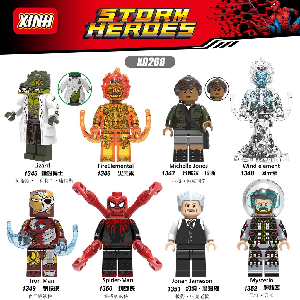 Dr. Lizard Marvel Minifigures Iron Man Spider Man Mysterio Elemen Angin Api Angka Mini XH0268