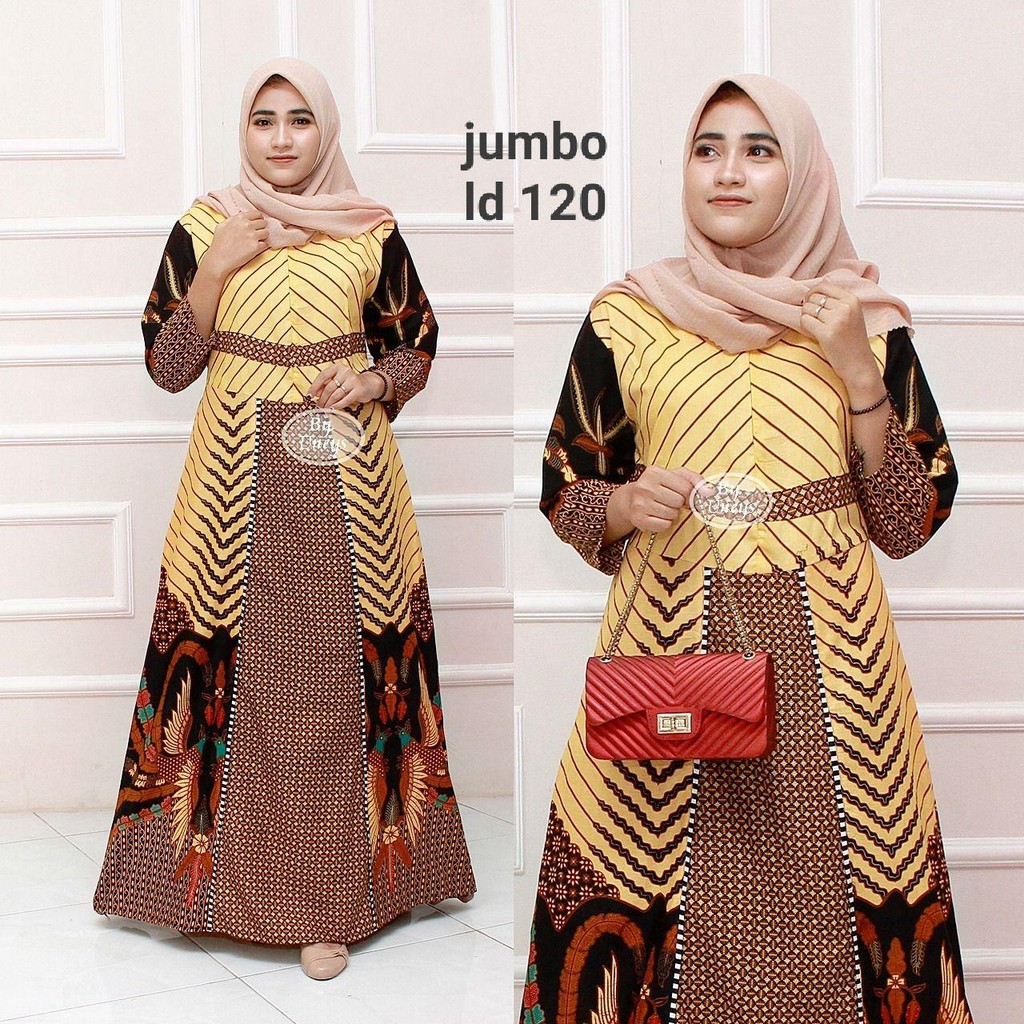 Gamis Batik Super Jumbo LD 110 Dan LD 120 Bahan Katun Motiv Terbaru Bisa Cod