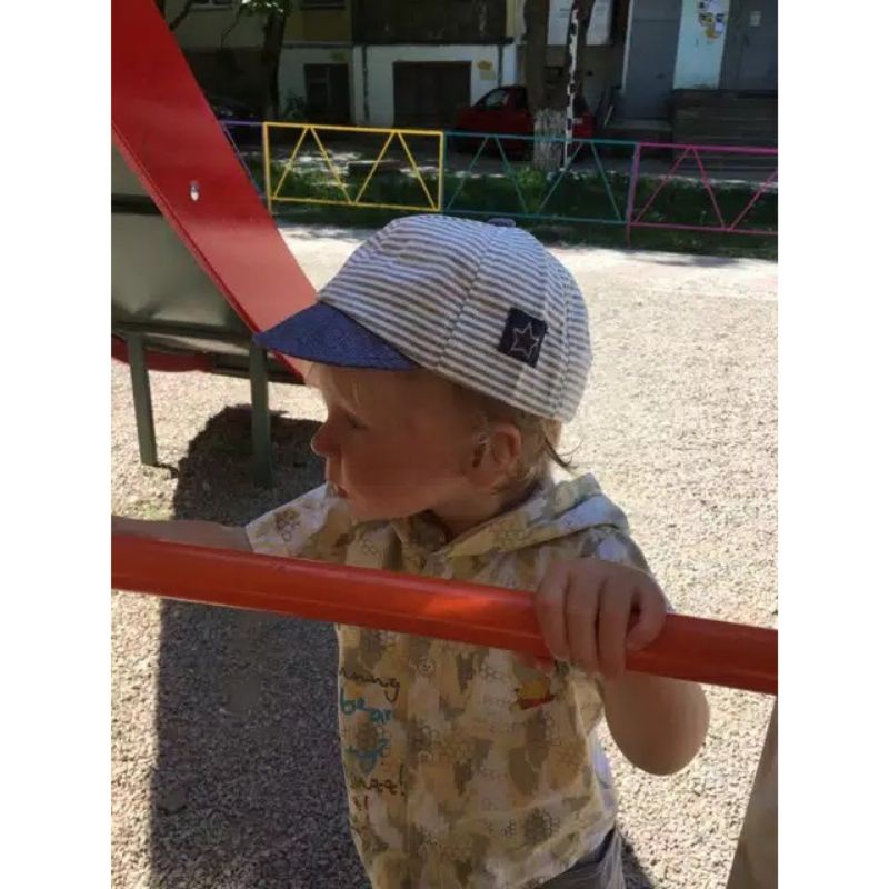 TOPI ANAK BAYI STRIPE SALUR TOPI BASEBALL COTTON MIX DENIM LEMBUT BAYI