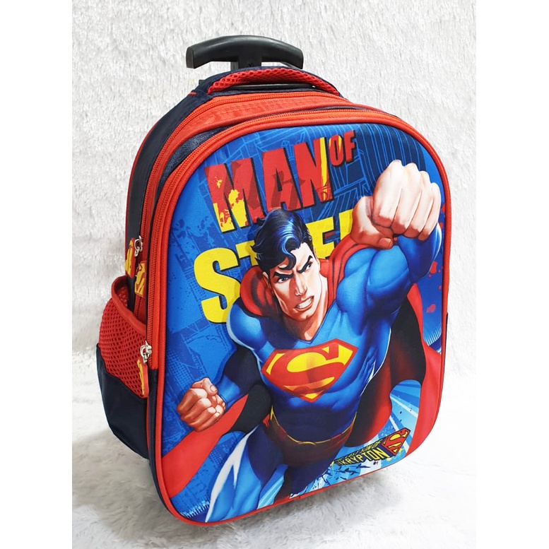 TAS Troli Dorong Anak TK TERMURAH Trolley Anak Laki Laki SUPER JAGOAN STRONG GREAT 3D TIMBUL IMPORT