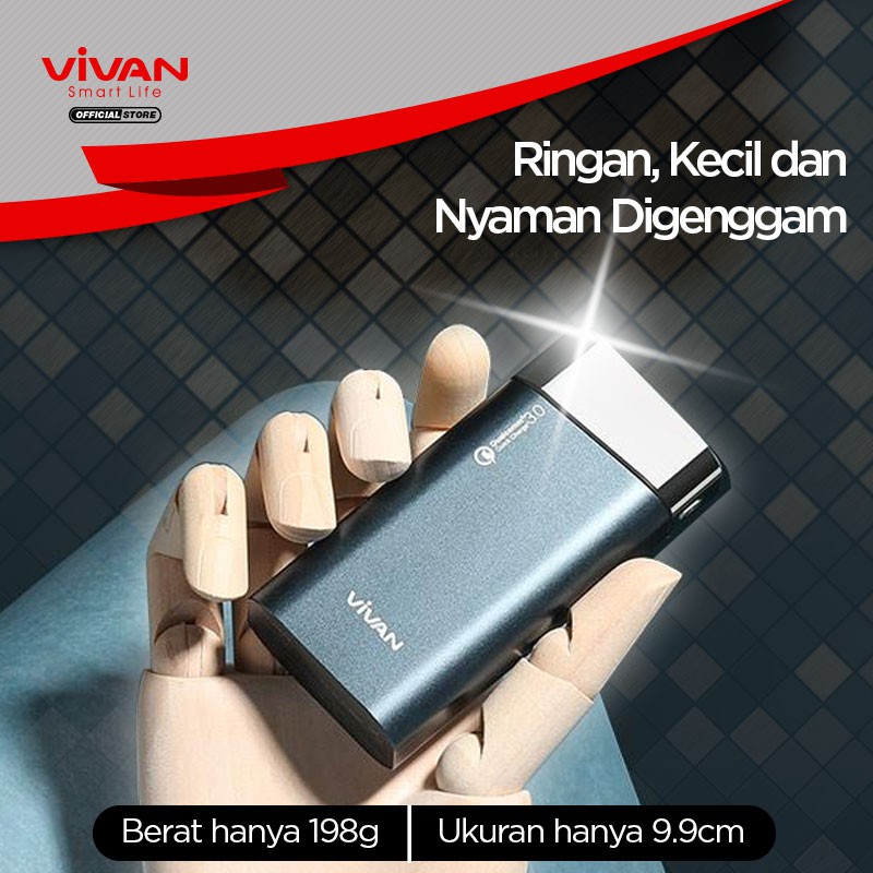 Powerbank VIVAN Original Power Bank 10000mah VPB-G10 mah Fast PD QC3.0 + Kabel Data Type C to Type C