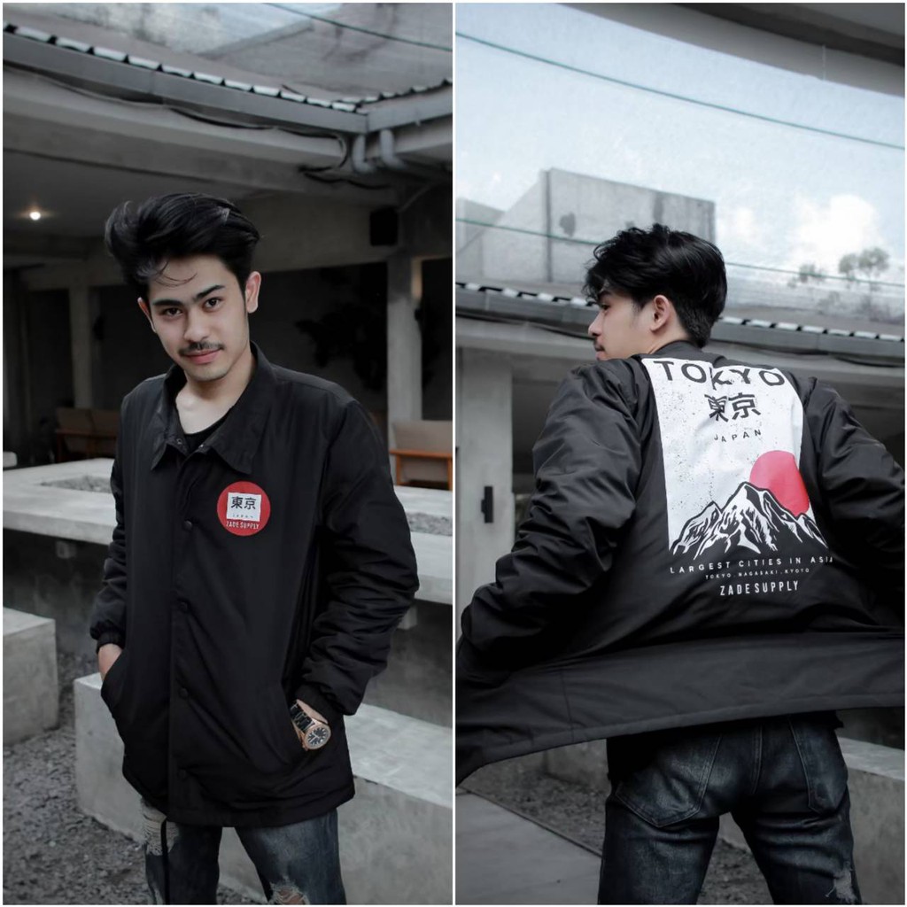 JAKET PRIA - JAKET COACH SALVIO HEXIA - JAKET WINDBREAKER - JAKET PARASUT-Tokyo Hitam