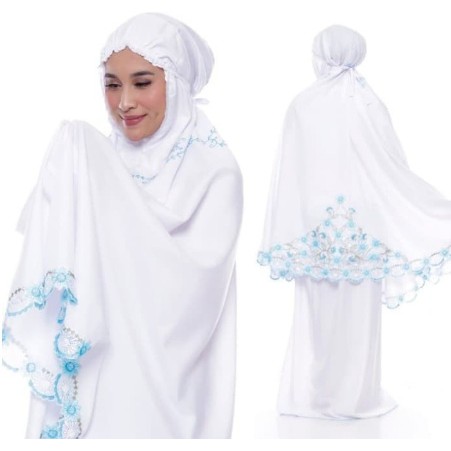 Mukena bordir pinggul raisa warna bahan katun mikromukena best seller