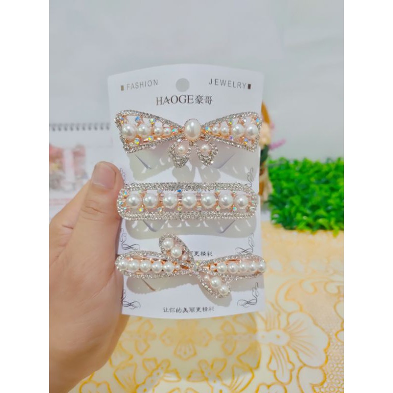 jepit rambut korea otomat mutiara zirkon baru JO24#